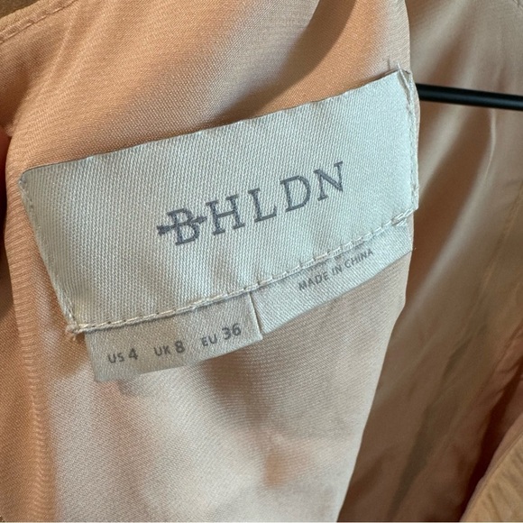 Anthropologie BHLDN Aurelie 100% Silk Peach Pleated Maxi Dress Size 4 - Picture 7 of 8